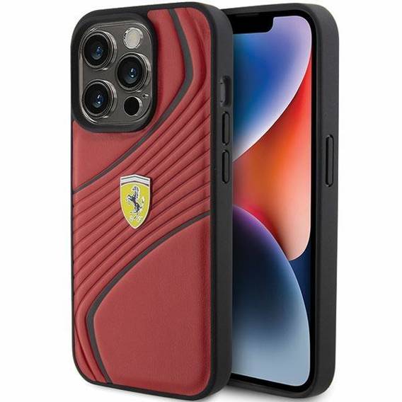 Oryginalne Etui APPLE IPHONE 15 PRO Ferrari Hardcase Twist Metal Logo (FEHCP15LPTWR) czerwone