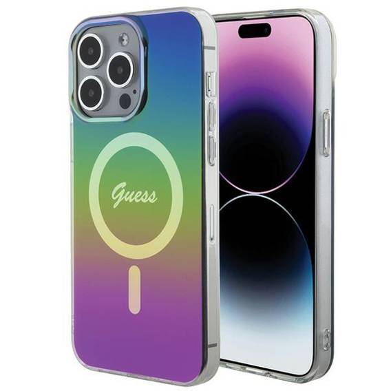 Oryginalne Etui APPLE IPHONE 15 PRO Guess Hardcase IML Iridescent MagSafe (GUHMP15LHITSK) czarne