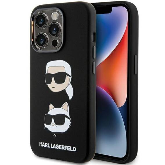 Oryginalne Etui APPLE IPHONE 15 PRO MAX Karl Lagerfeld Silicone Karl&Choupette Head (KLHCP15XSDHKCNK) czarne