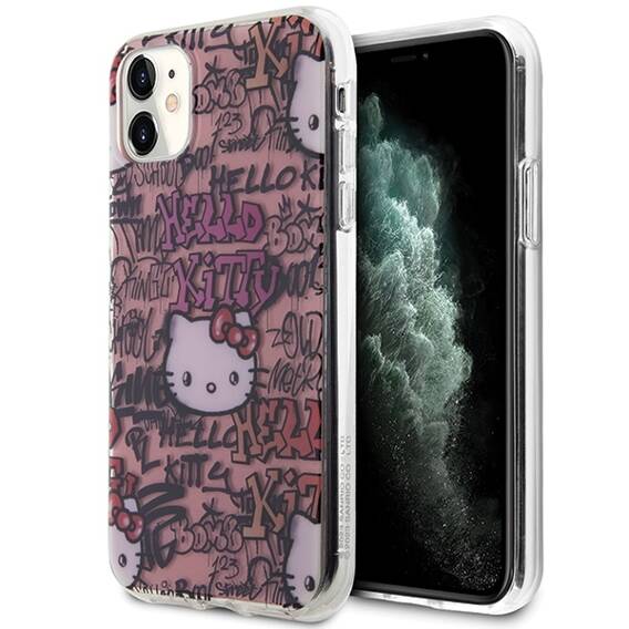 Oryginalne Etui IPHONE 11 Hello Kitty Hardcase IML Tags Graffiti (HKHCN61HDGPTP) różowe