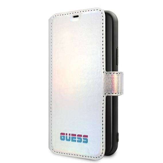 Oryginalne Etui IPHONE 11 PRO Guess Book Iridescent (GUFLBKN58BLD) srebrne