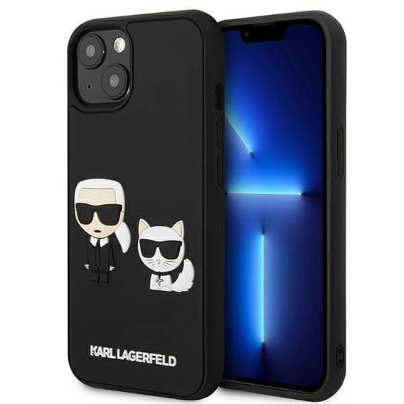 Oryginalne Etui IPHONE 13 MINI Karl Lagerfeld Hardcase Karl&Choupette Ikonik 3D (KLHCP13S3DRKCK) czarne