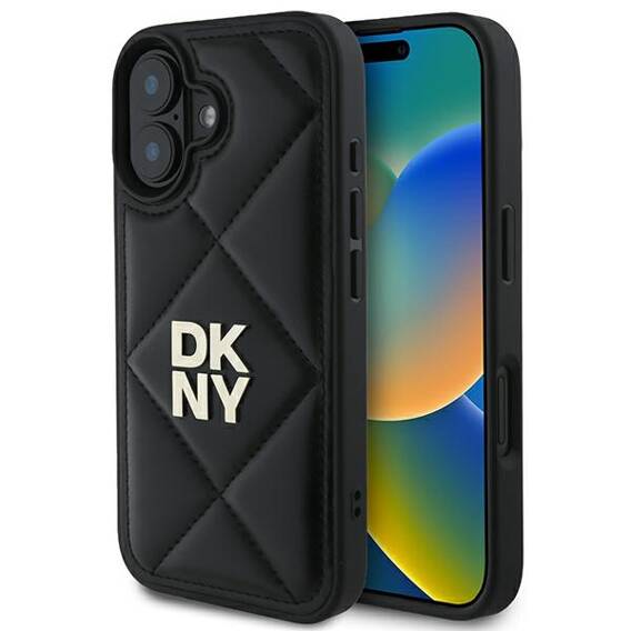 Oryginalne Etui IPHONE 16 DKNY Quilted Stack Logo (DKHCP16SPQDSLK) czarne