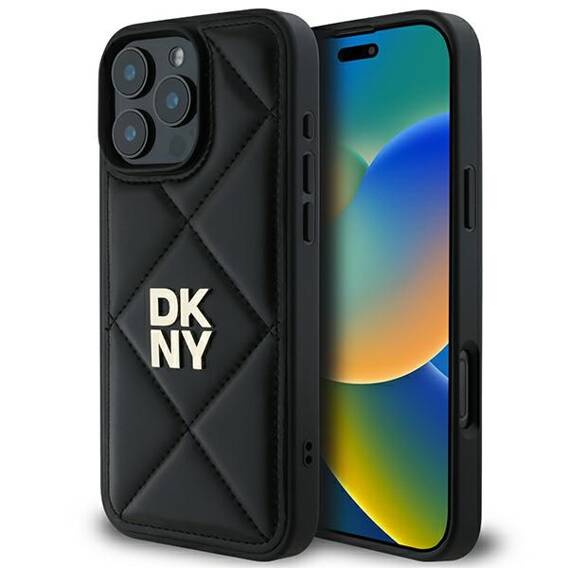 Oryginalne Etui IPHONE 16 PRO MAX DKNY Quilted Stack Logo (DKHCP16XPQDSLK) czarne