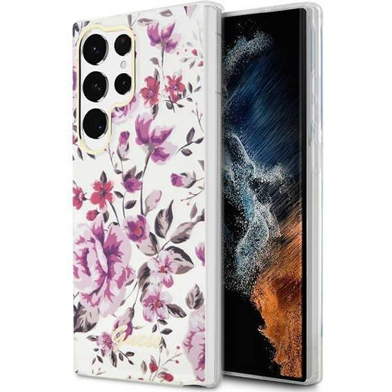 Oryginalne Etui SAMSUNG GALAXY S23 ULTRA Guess Flower Collection (GUHCS23LHCFWST) białe