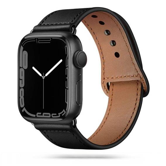 Pasek do APPLE WATCH 4 / 5 / 6 / 7 / 8 / 9 / SE / ULTRA 1 / ULTRA 2 (42 / 44 / 45 / 49 MM) Tech-Protect LeatherFit czarne