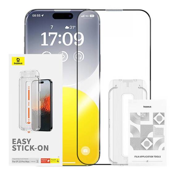 Szkło Hartowane 5D APPLE IPHONE 15 PRO MAX Baseus Sapphire Glass czarne