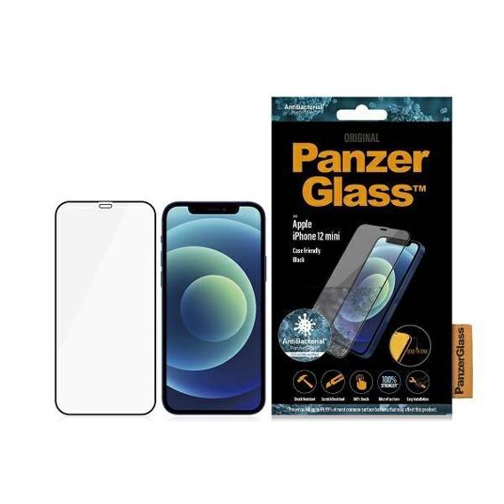 Szkło Hartowane 5D IPHONE 12 MINI PanzerGlass E2E Super+ Case Friendly AntiBacterial MicroFracture czarne