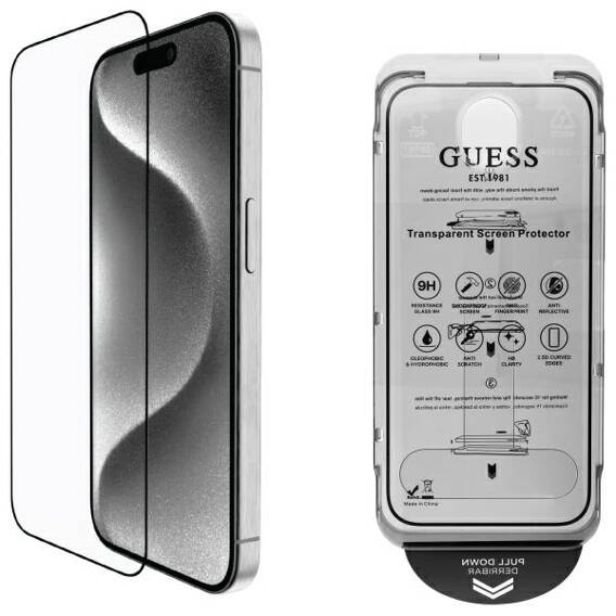 Szkło Hartowane 5D IPHONE 16 Guess Screen Protector 2.5D Outline (GUTGP16SBOKGCIT)