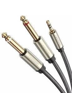 UGREEN AV126 Kabel TRS 3.5 mm do 2x TS 6.35 mm - 2m (szary)