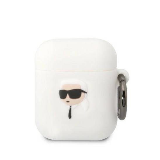 Etui APPLE AIRPODS Karl Lagerfeld Silicone Karl Head 3D (KLA2RUNIKH) białe