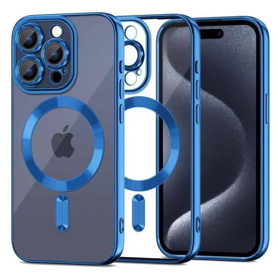 Etui APPLE IPHONE 15 PRO MAX Tech-Protect MagShine niebieskie