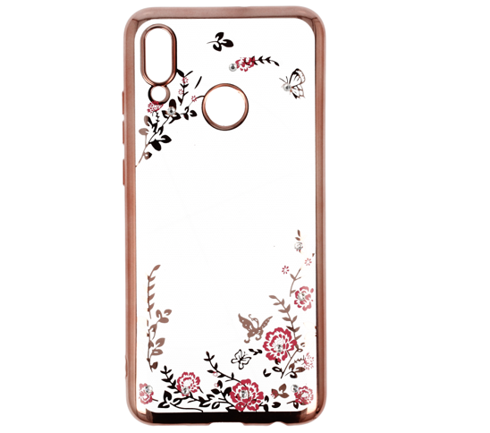 Etui Back Flower HUAWEI P SMART 2019 jasnoróżowe