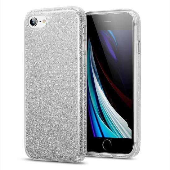 Etui Glitter IPHONE SE 2022 / SE 2020 / 7 / 8 srebrne