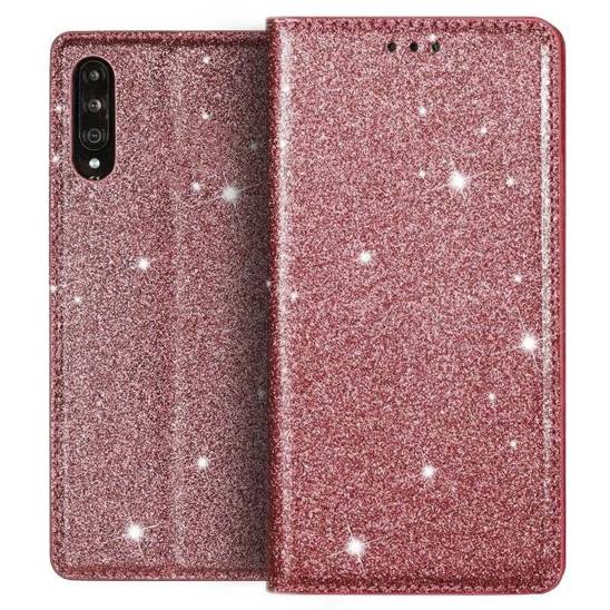 Etui HUAWEI Y5P portfel z klapką Flip Magnet Shine Brokat różowe