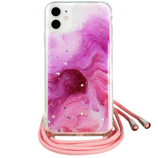 Etui IPHONE 11 PRO Rope Sznurek Glitter Case różowe