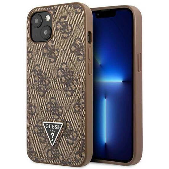 Etui IPHONE 13 MINI Guess Hardcase 4G Triangle Logo Cardslot (GUHCP13SP4TPW) brązowe