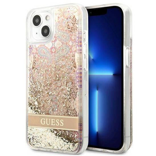 Etui IPHONE 13 MINI Guess Hardcase Paisley Liquid Glitter (GUHCP13SLFLSD) złote