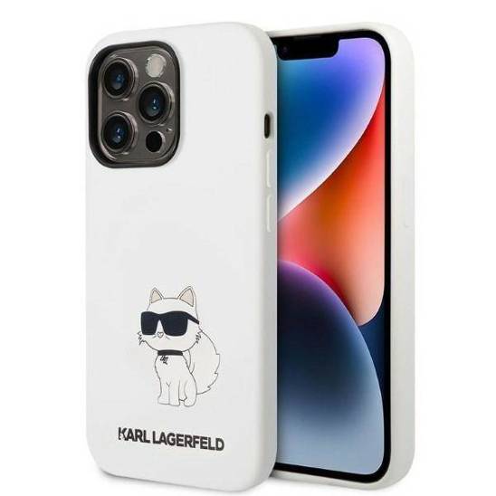 Etui IPHONE 14 PRO Karl Lagerfeld Hardcase Silicone Choupette (KLHCP14LSNCHBCH) białe