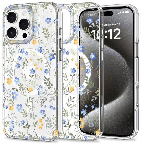 Etui IPHONE 16 PRO Tech-Protect MagMood MagSafe Spring Flowers transparentne