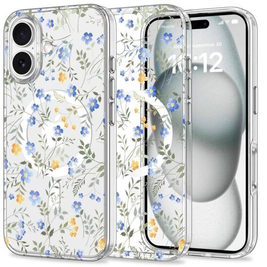 Etui IPHONE 16 Tech-Protect MagMood MagSafe Spring Flowers transparentne