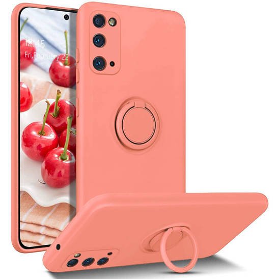 Etui SAMSUNG GALAXY A72 Silikonowe Ring Pierścień Magnetyczny Silicone Ring różowe