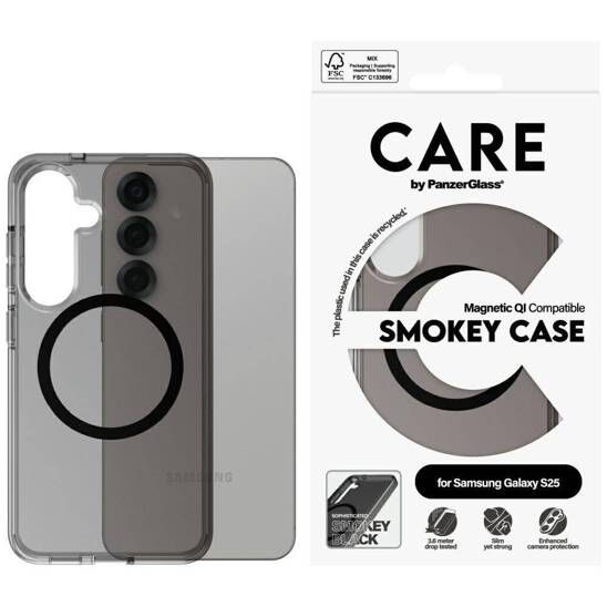 Etui SAMSUNG GALAXY S25 CARE by PanzerGlass Flagship Urban Combat Smoky (Black QI) szare