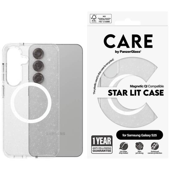 Etui SAMSUNG GALAXY S25 CARE by PanzerGlass Flagship Urban Combat (Starlight White QI) transparentne