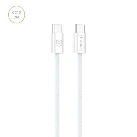 KABEL T-PHOX CC15 SERIES USB-C/USB-C 60W 3A 2M WHITE