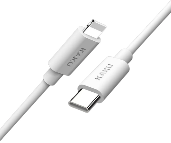 Kabel USB-C Typ C PD na Lightning IPhone 18W 3A 1m Szybkie ładowanie i Transfer danych KAKU Fast Charging Data Cable (KSC-238) biały