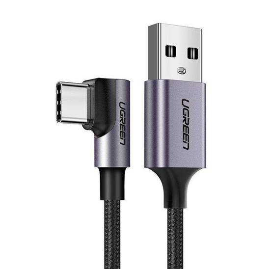 Kabel USB do USB-C kątowy UGREEN 3A Quick Charge 3.0 1m (czarny)