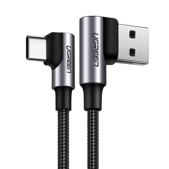 Kabel USB do USB-C, kątowy UGREEN US176, 3A, 2m (czarny)