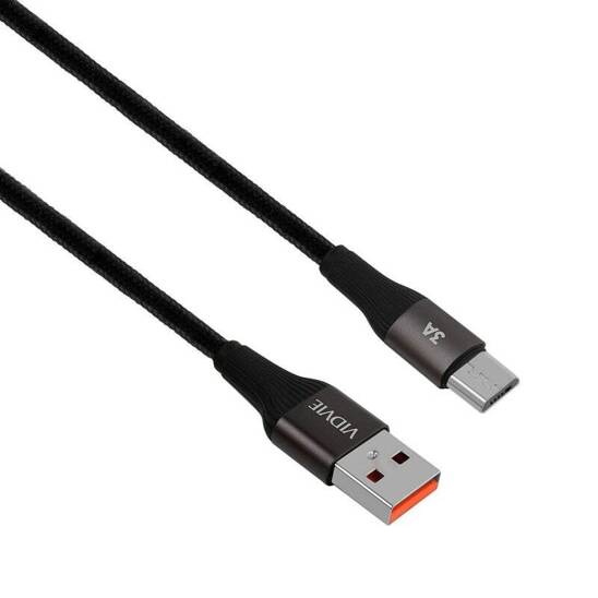 Kabel VIDVIE CB4038 USB/Micro 3A, 1m czarny