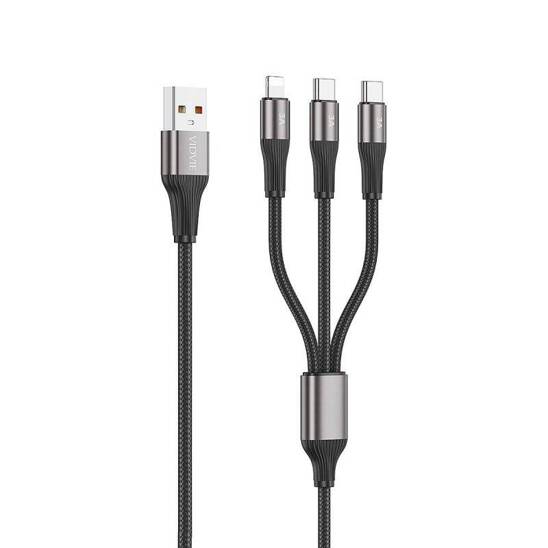 Kabel VIDVIE CB4039 USB/Type-C + Type-C + iPhone 3A, 1.2m biały