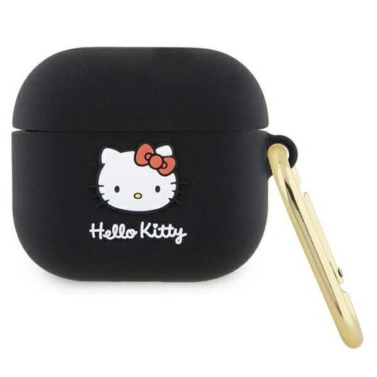 Oryginalne Etui APPLE AIRPODS 3 Hello Kitty Silicone 3D Kitty Head (HKA33DKHSK) czarne