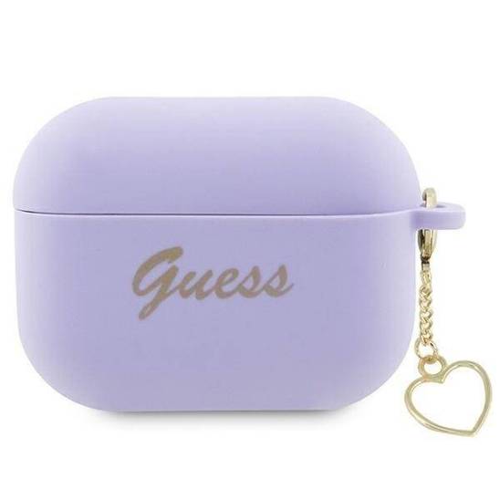 Oryginalne Etui APPLE AIRPODS PRO 2 Guess Silicone Charm Heart Collection (GUAP2LSCHSU) fioletowe