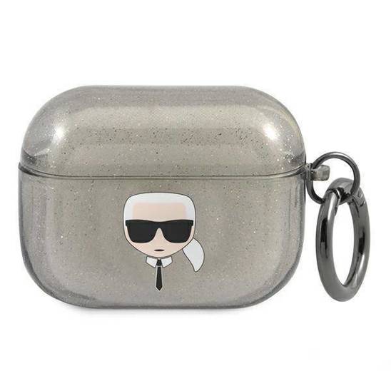 Oryginalne Etui APPLE AIRPODS PRO Karl Lagerfeld Cover Glitter Karl`s Head (KLAPUKHGK) czarne