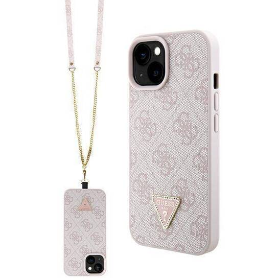 Oryginalne Etui APPLE IPHONE 15 Guess Hardcase Crossbody 4G Metal Logo (GUHCP15SP4TDSCPP) różowe