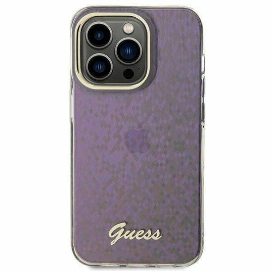 Oryginalne Etui APPLE IPHONE 15 Guess Hardcase IML Faceted Mirror Disco Iridescent (GUHCP15SHDECMP) różowe