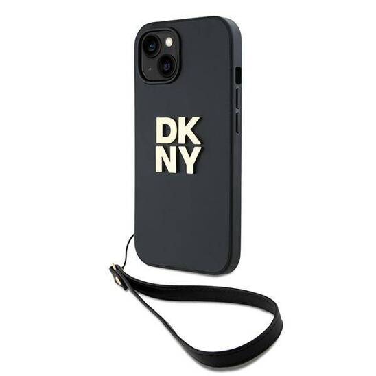 Oryginalne Etui APPLE IPHONE 15 PLUS DKNY Hardcase Wrist Strap Stock Logo (DKHCP15MPBSWSK) czarne