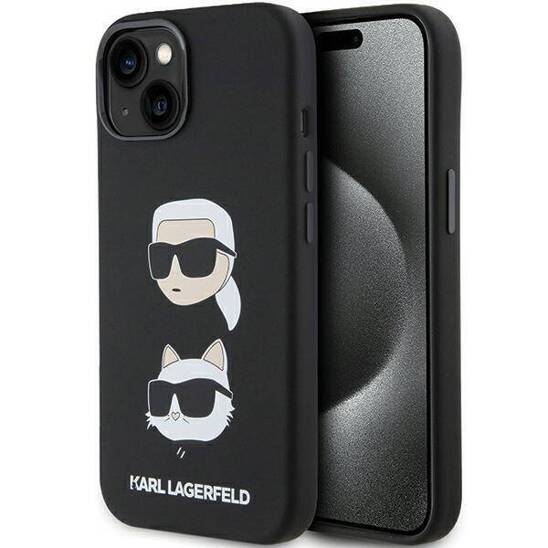 Oryginalne Etui APPLE IPHONE 15 PLUS Karl Lagerfeld Silicone Karl&Choupette Head (KLHCP15MSDHKCNK) czarne