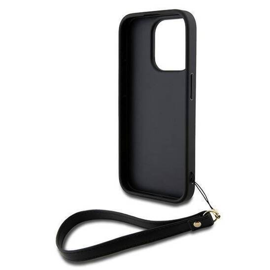 Oryginalne Etui APPLE IPHONE 15 PRO DKNY Hardcase Wrist Strap Stock Logo (DKHCP15LPBSWSK) czarne