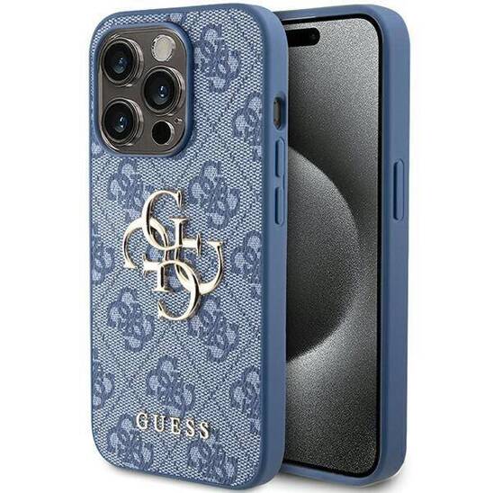 Oryginalne Etui APPLE IPHONE 15 PRO Guess Hardcase 4G Big Metal Logo (GUHCP15L4GMGBL) niebieskie