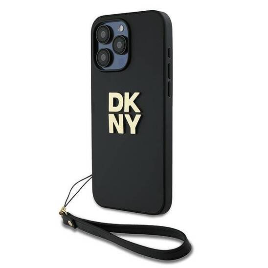 Oryginalne Etui APPLE IPHONE 15 PRO MAX DKNY Hardcase Wrist Strap Stock Logo (DKHCP15XPBSWSK) czarne