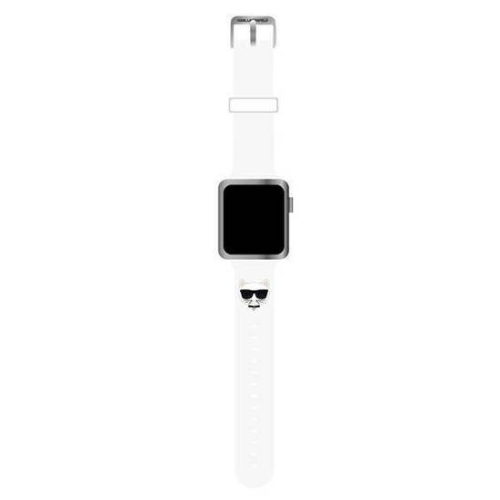 Oryginalne Etui APPLE WATCH 38 / 40 / 41 MM Karl Lagerfeld Strap Silicone Choupette Heads (KLAWMSLCW) białe