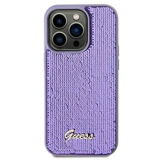 Oryginalne Etui IPHONE 11 / XR Guess Hardcase Sequin Script Metal (GUHCN61PSFDGSU) fioletowe