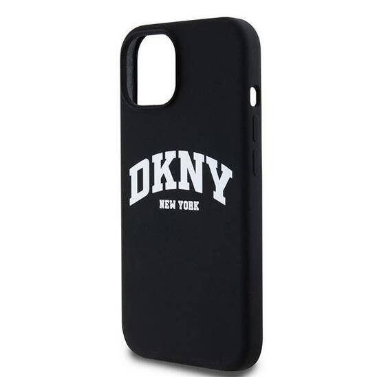 Oryginalne Etui IPHONE 12 / 12 PRO DKNY Hardcase Liquid Silicone White Printed Logo MagSafe (DKHMP12MSNYACH) czarne