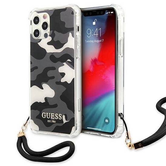 Oryginalne Etui IPHONE 12 / 12 PRO Guess Hardcase Camo Collection (GUHCP12MKSARBK) czarne