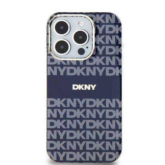 Oryginalne Etui IPHONE 13 / 14 / 15 DKNY Hardcase IML Mono & Stripe MagSafe (DKHMP15SHRHSEB) niebieskie