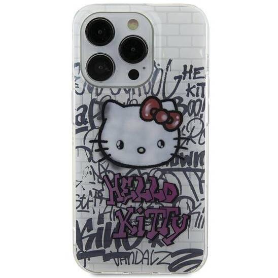 Oryginalne Etui IPHONE 13 / 14 / 15 Hello Kitty Hardcase IML Kitty On Bricks Graffiti (HKHCP15SHDGPHT) białe